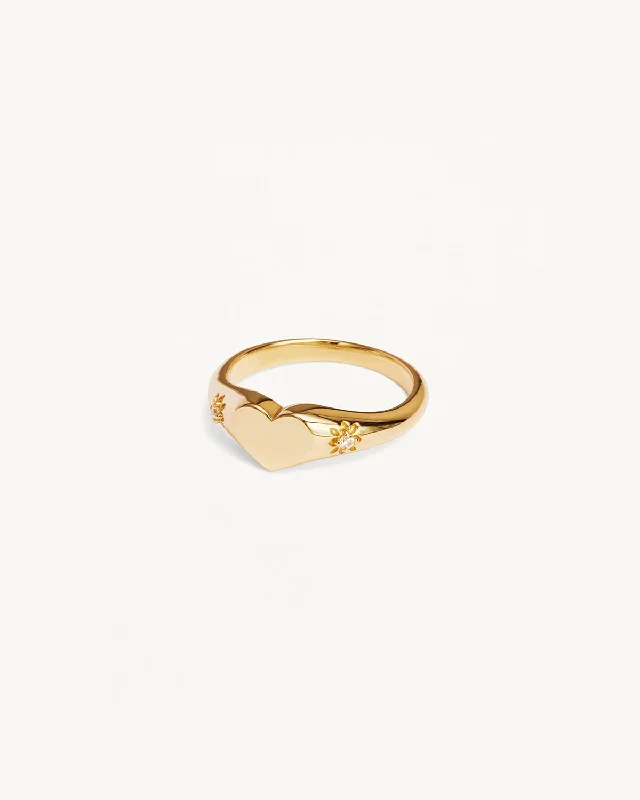 18k Gold Vermeil Heart Signet Ring