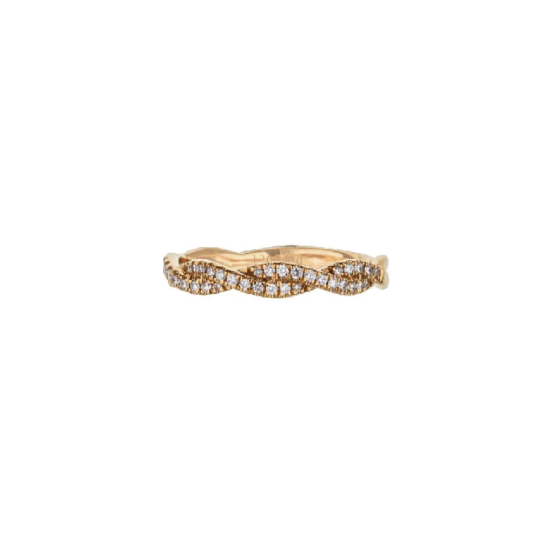 minimalist gold bracelet thin 18K Rose Gold  43D=.20 Two Strand Woven Band Size 6