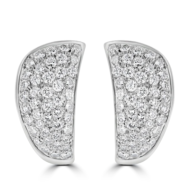 18KT WHITE GOLD 1.75CT DIAMOND WIDE PAVE HOOP EARRINGS