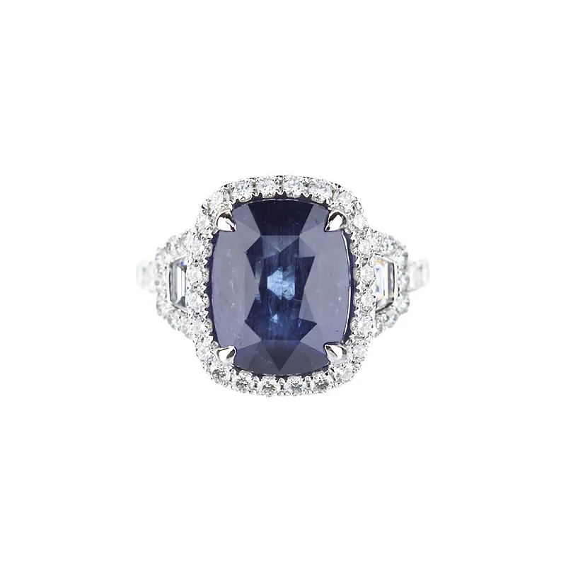 diamond wedding band for women 18K White Gold Long Cushion-Sapphire Diamond Halo Diamond Trapezoid Ring diamond wedding band for women 18K White Gold Long Cushion-Sapphire Diamond Halo Diamond Trapezoid Ring