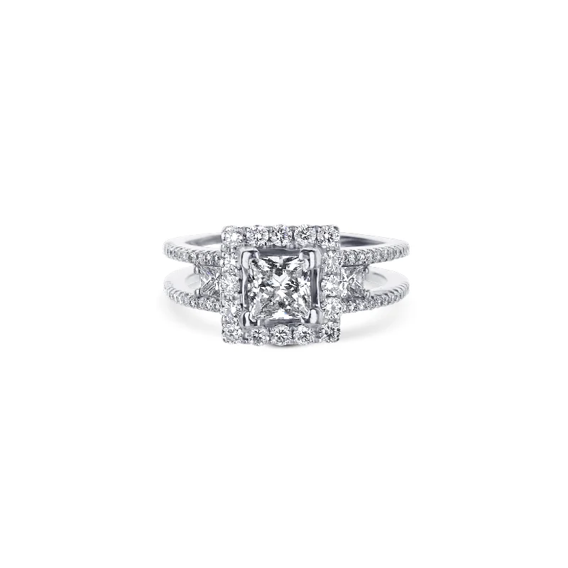 rose gold infinity bracelet 18K White Gold Princess Cut Halo Diamond Ring