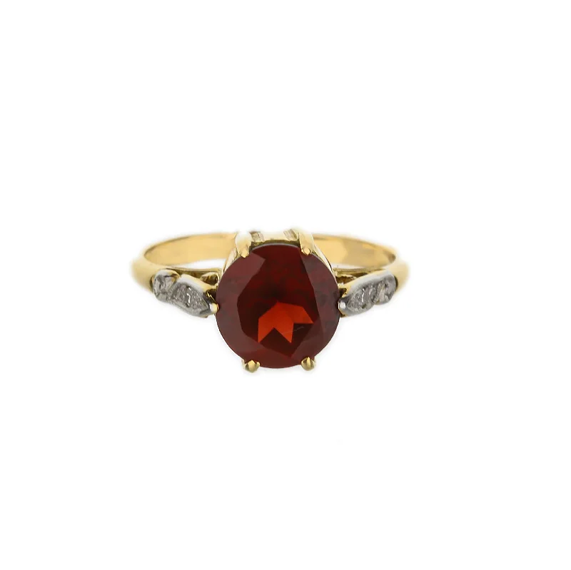 celestial moonstone ring gold 18K Yellow Gold Garnet Single Cut Ring