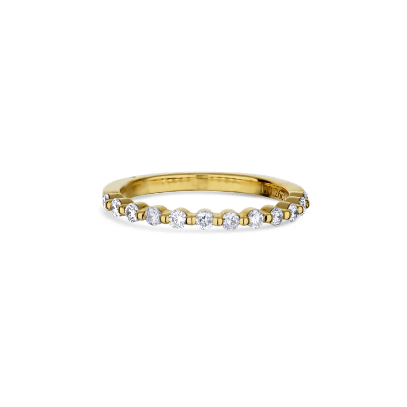 gold and diamond nose stud 18K Yellow Gold Micro-Style Half-Diamond Band