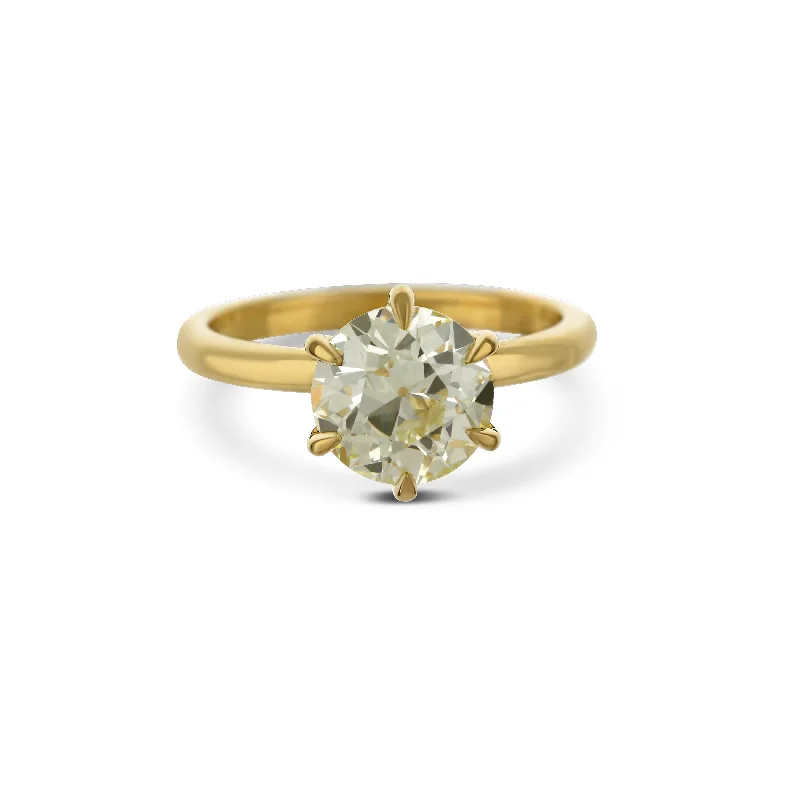 emerald gemstone earrings 18K Yellow Gold Old European Brilliant Cut Diamond Ring