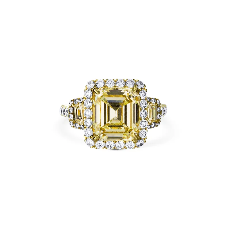 minimalist threader earrings gold 18K Yellow Gold Step Cut Engagement Ring With Cushion Side Stones And Halo minimalist threader earrings gold 18K Yellow Gold Step Cut Engagement Ring With Cushion Side Stones And Halo