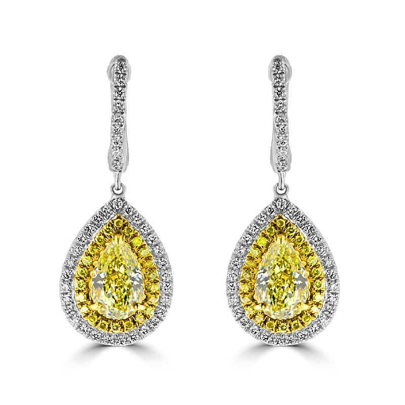 18KT GOLD 2.11 CTW & 0.66 CTW DIAMOND EARRINGS