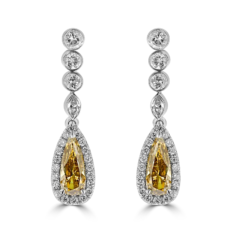 18KT WHITE GOLD 2.93 CTW DIAMOND HALO DROP EARRINGS