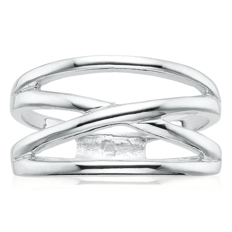 engraved pendant necklace Sterling Silver Crossover Ring
