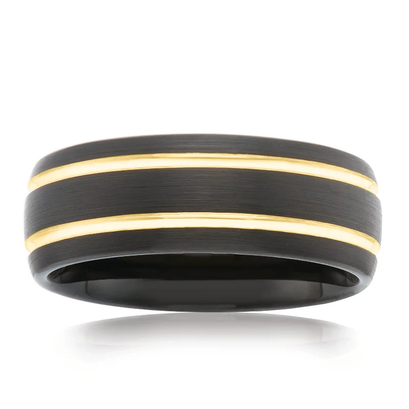 vintage rose-cut diamond ring Tensity Tungsten Yellow and Black Patterned Band Mens Ring