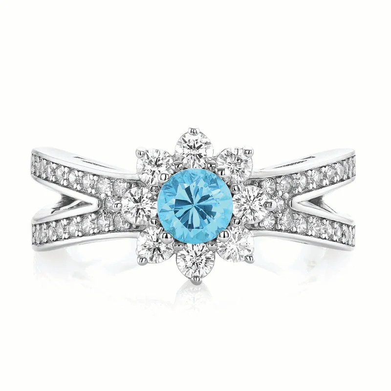 emerald cut diamond earrings Sterling Silver Blue Cubic Zirconia Ring