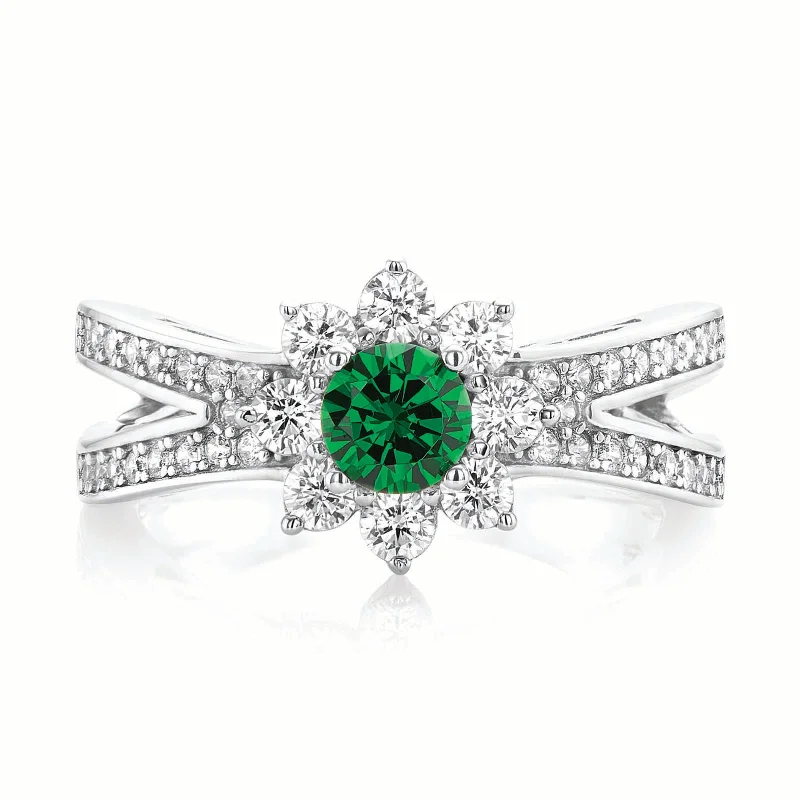 dainty sapphire stacking rings Sterling Silver Green Cubic Zirconia Ring
