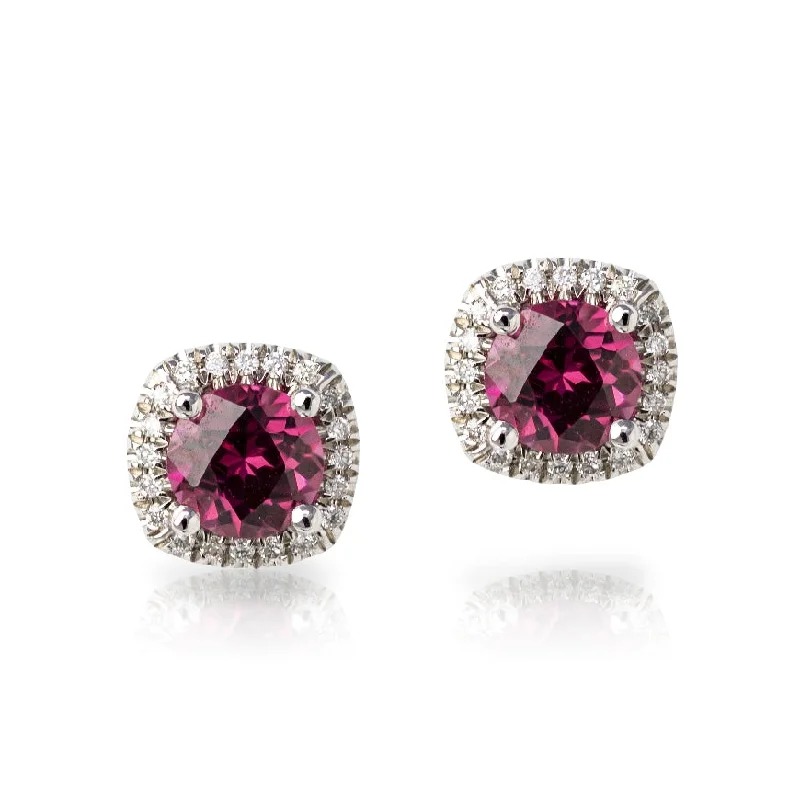 Cushion Garnet Stud Earrings