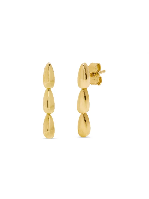rose gold snake chain bracelet 3 Dome Yellow Gold Stud Earrings