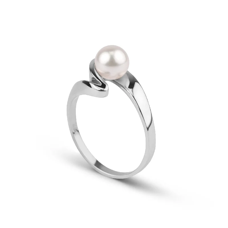 modern infinity signet ring 6.0-6.5 mm Akoya Pearl Fascino Ring