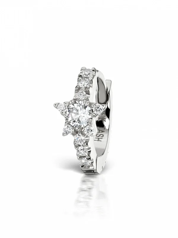 vintage-style diamond halo ring 6.5mm Diamond Star Eternity White Gold Single Hoop Earring vintage-style diamond halo ring 6.5mm Diamond Star Eternity White Gold Single Hoop Earring