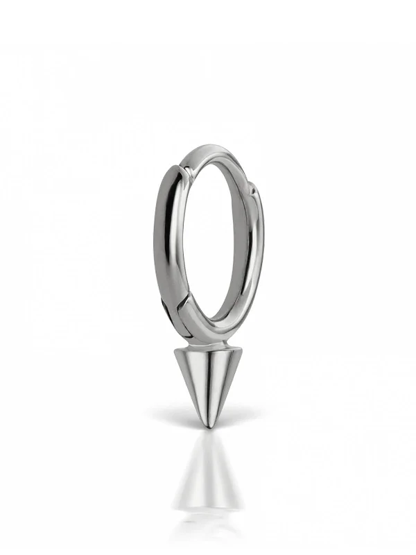 silver-plated bar necklace 6.5mm Non-Rotating Spike White Gold Single Hoop Earring