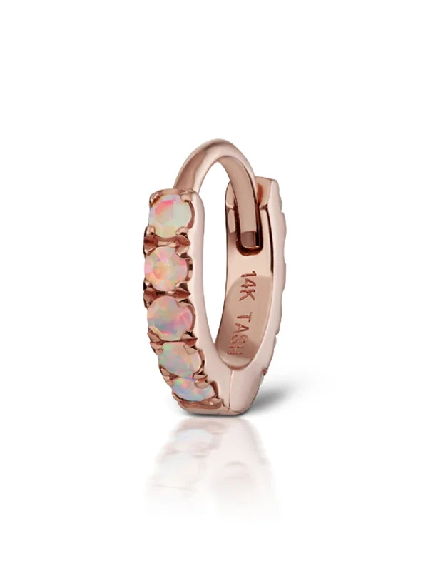 elegant aquamarine drop earrings 6.5mm Opal Rose Gold Eternity Single Hoop Earring elegant aquamarine drop earrings 6.5mm Opal Rose Gold Eternity Single Hoop Earring