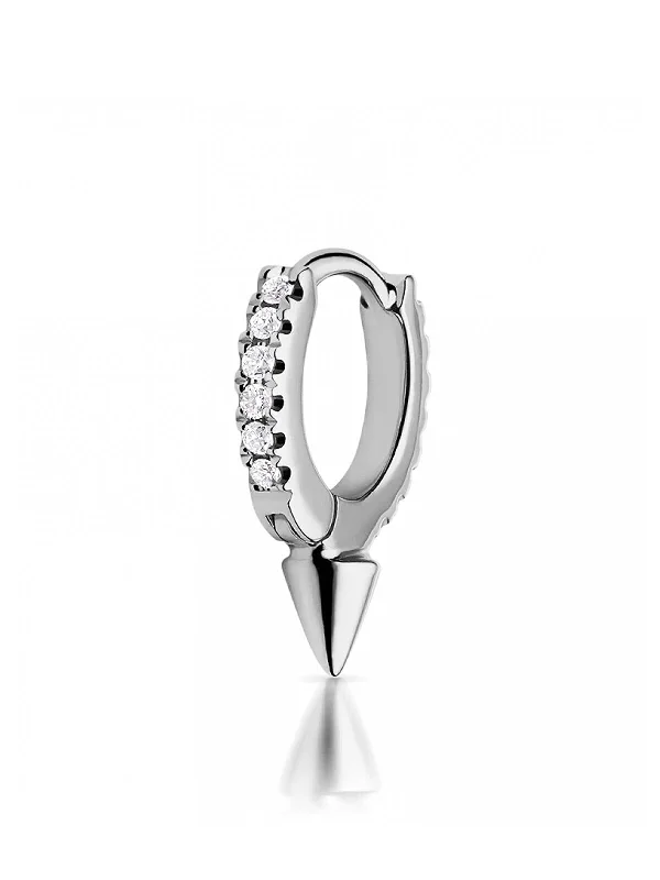 minimalist silver stacking bangles 6.5mm Single Spike Diamond Eternity White Gold Single Hoop Earring minimalist silver stacking bangles 6.5mm Single Spike Diamond Eternity White Gold Single Hoop Earring