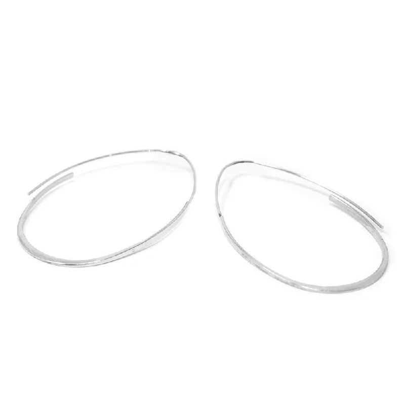 60mm Oval Pin Hoop Earrings 24kt White Gold Dip