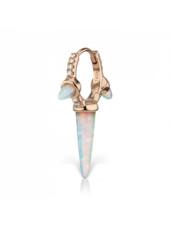 handmade silk thread earrings 8mm Opal Triple Spike Diamond Rose Gold Eternity Single Hoop Earring handmade silk thread earrings 8mm Opal Triple Spike Diamond Rose Gold Eternity Single Hoop Earring