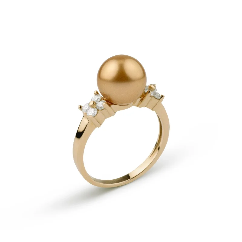 adjustable charm necklace 9.0-10.0 mm Golden South Sea Pearl and Diamond Fleur Royale Ring adjustable charm necklace 9.0-10.0 mm Golden South Sea Pearl and Diamond Fleur Royale Ring