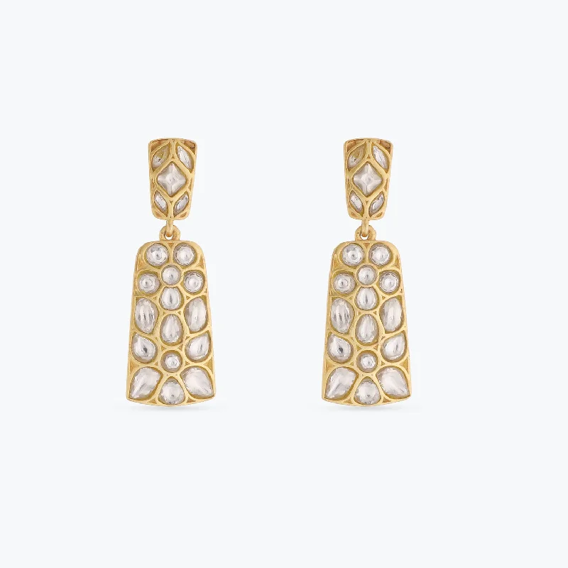 twisted rope gold chain Abhina Gold Plated Silver Jadau Earrings