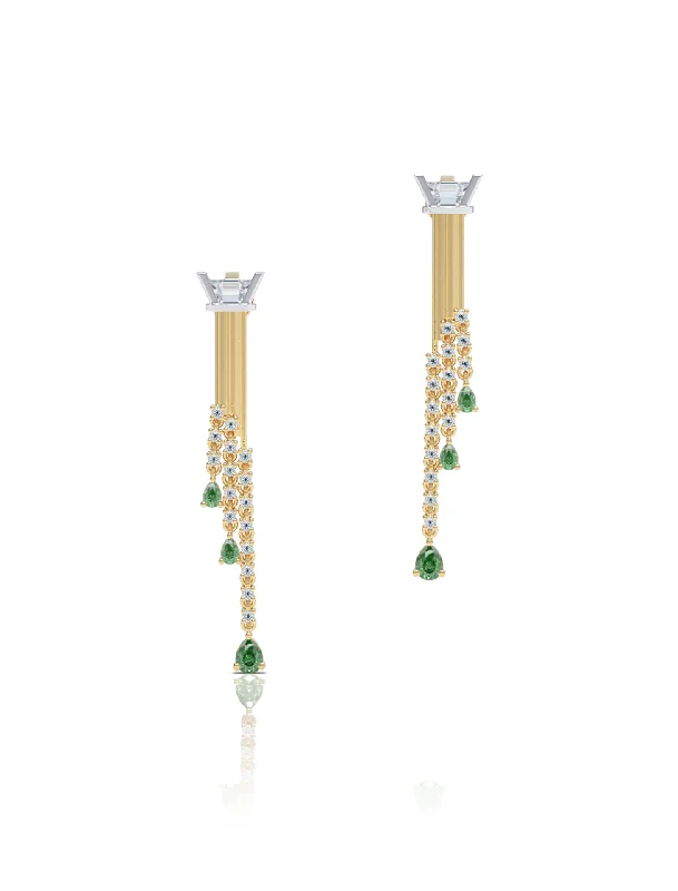 minimalist cubic zirconia earrings The Fluted Falls, 18K Gold, Tourmaline + Diamond Earrings minimalist cubic zirconia earrings The Fluted Falls, 18K Gold, Tourmaline + Diamond Earrings