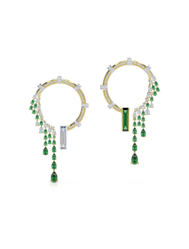 classic diamond solitaire earrings The Venus, 18K Gold, Tourmaline, Tsavorite + Diamond Earrings classic diamond solitaire earrings The Venus, 18K Gold, Tourmaline, Tsavorite + Diamond Earrings