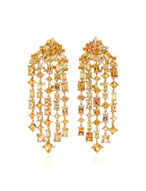 vintage diamond pendant necklace Golden Cascade, 18K Yellow Gold + Orange Citrine Earrings vintage diamond pendant necklace Golden Cascade, 18K Yellow Gold + Orange Citrine Earrings