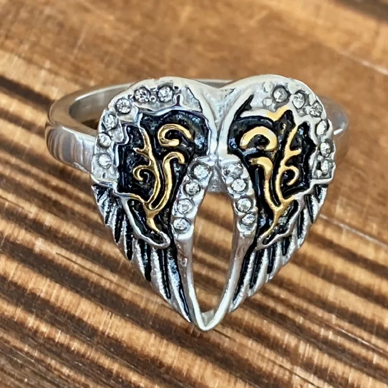 minimalist infinity ring Angel Heart Wing Ring - Silver & Gold- R127