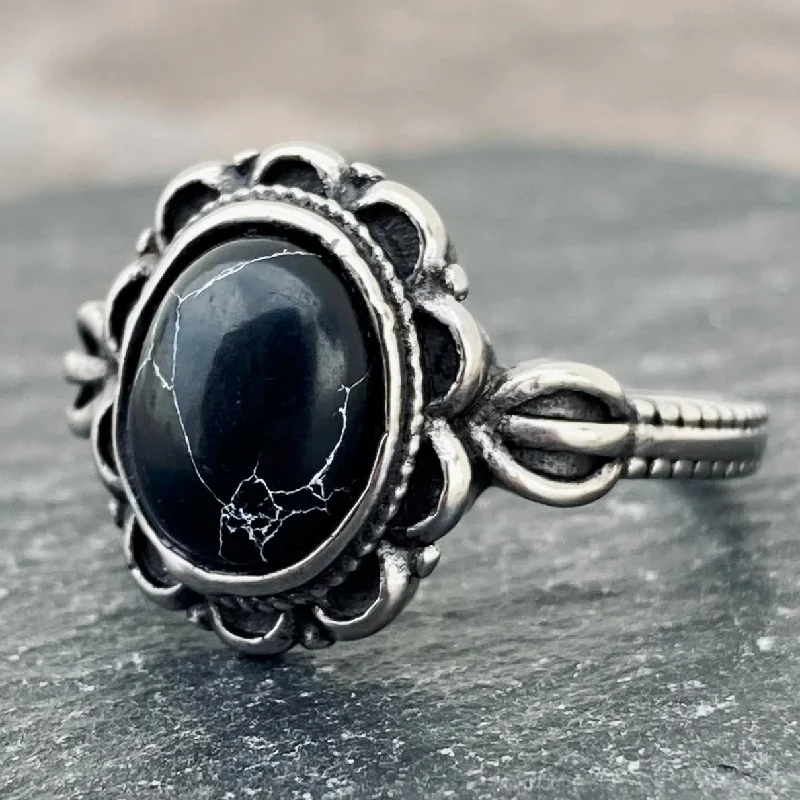 boho gemstone anklet Antique Black Stone Ring - R234