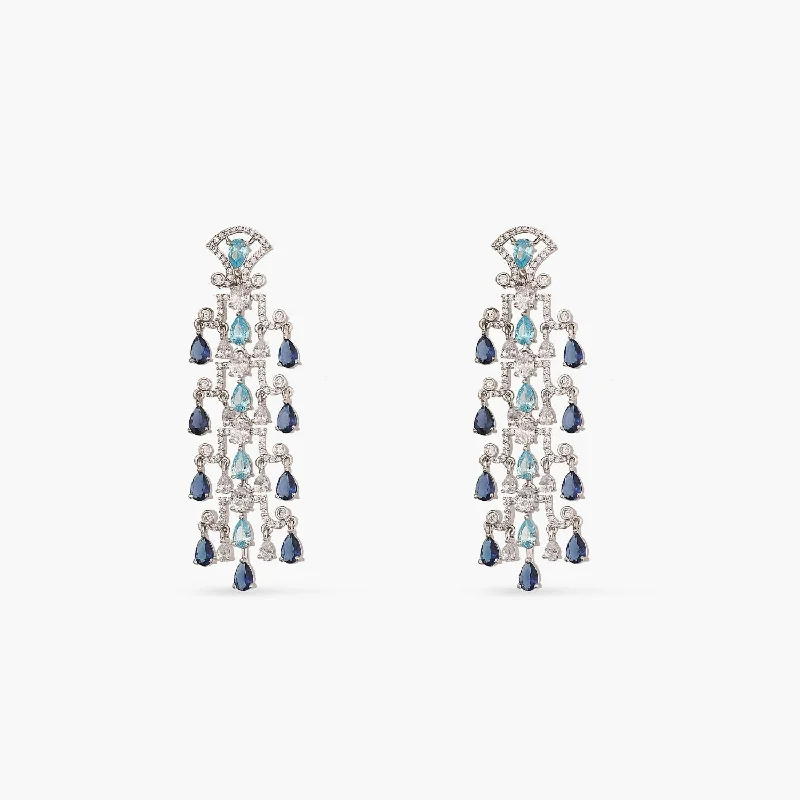 simple gold stacking rings Aqua Shine CZ Drop Silver Earrings