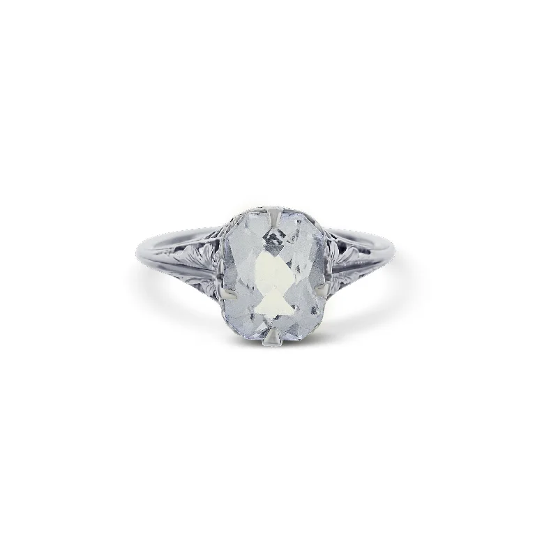 elegant pearl bridal set Art Deco Style Aquamarine Ring