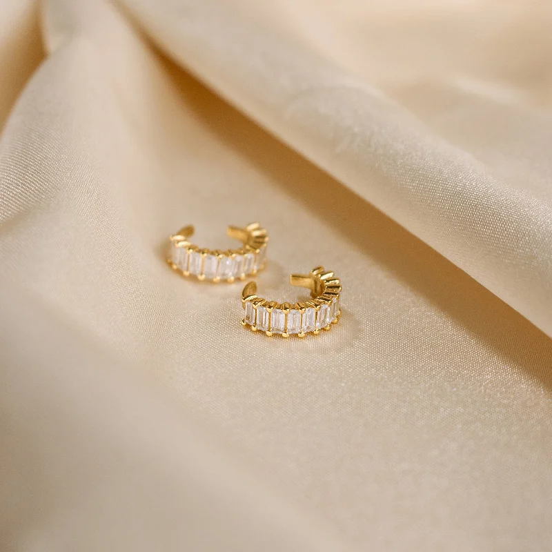 modern hexagon stud earrings Baguette Ear Cuffs