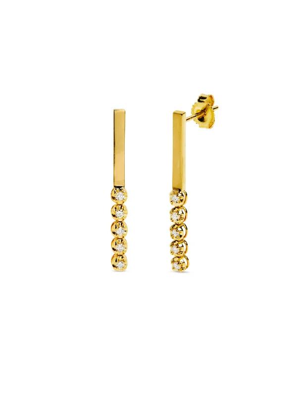 classic diamond solitaire earrings Bar Studs with 5 Illusion Set Diamond Yellow Gold Earrings classic diamond solitaire earrings Bar Studs with 5 Illusion Set Diamond Yellow Gold Earrings