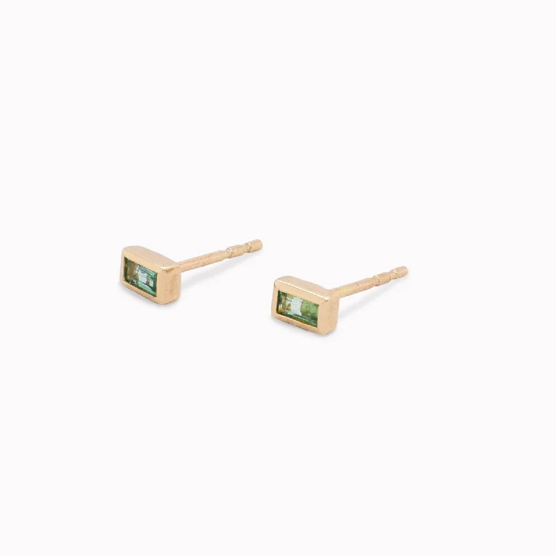 Bezel Set Emerald Studs