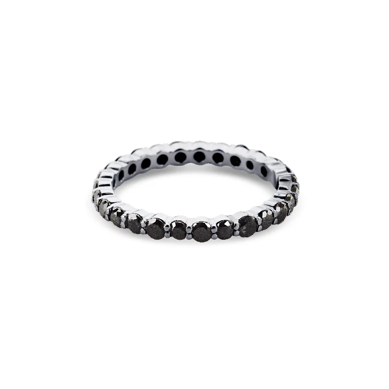 unique promise ring for girlfriend Black Diamond Mutual Prong Set Eternity Band