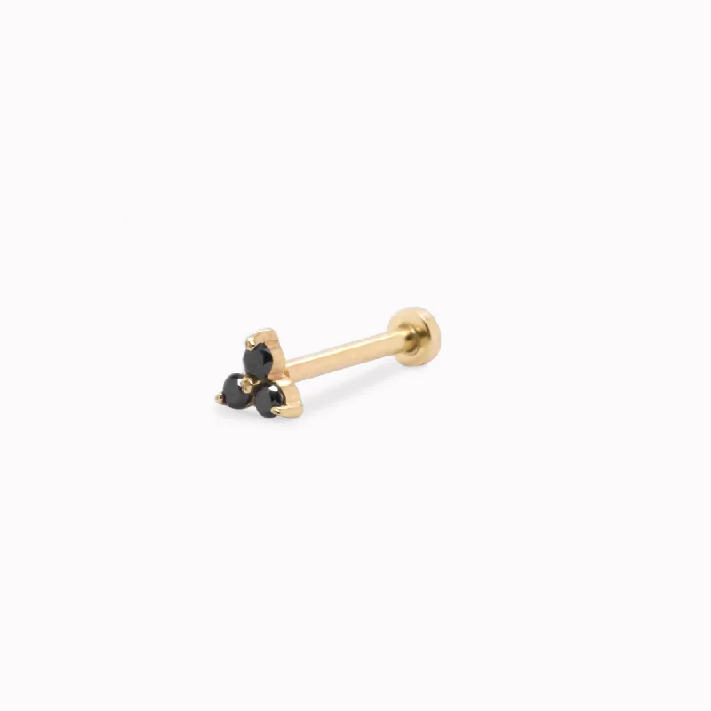 Black Diamond Trio Flat Back Stud