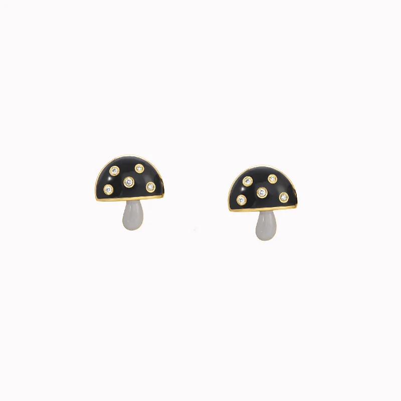 Black Enamel Mushroom Studs