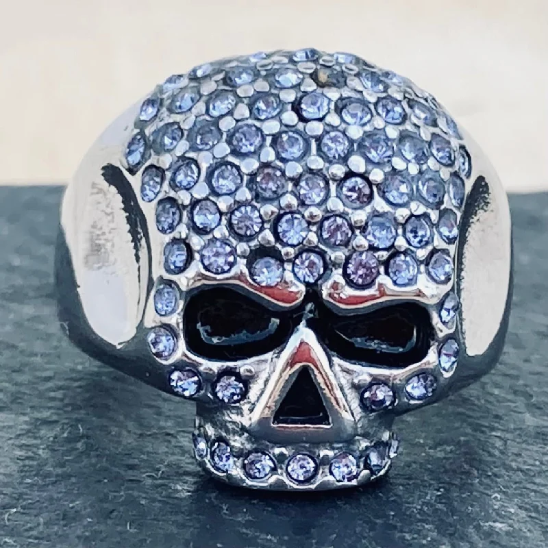 birthstone necklace for mom Bling Skull Ring - Blue - SLC90 CLEARANCE