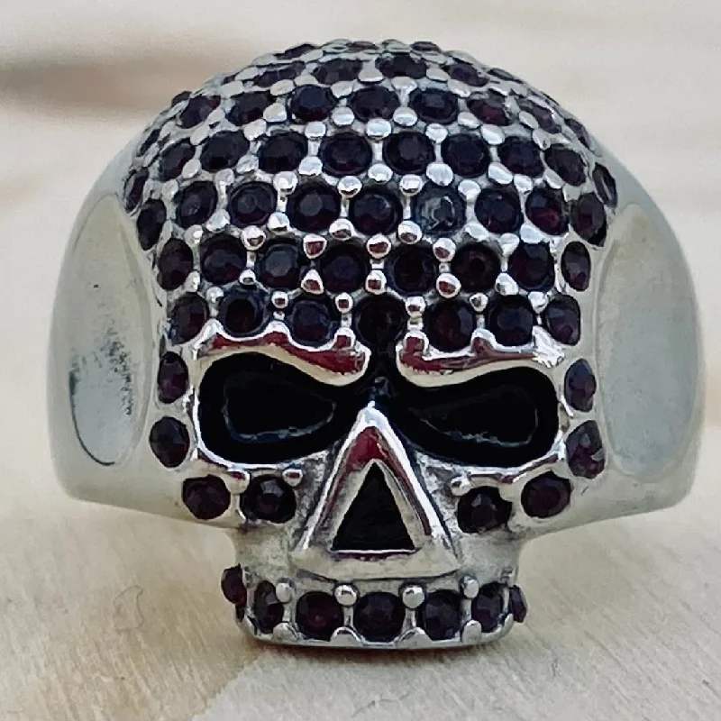 moissanite engagement ring affordable Bling Skull Ring - Dark Purple - SLC91 CLEARANCE moissanite engagement ring affordable Bling Skull Ring - Dark Purple - SLC91 CLEARANCE