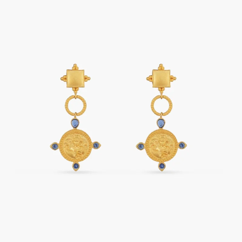 unique silver branch ring Blue Virgo Zodiac Gold Plated Silver Drop Earrings