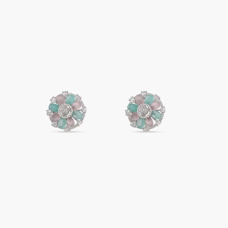 real smoky quartz pendant Blush and Green Bouquet Stud Earrings