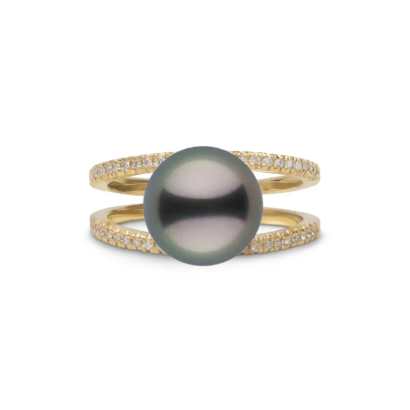 vintage filigree engagement ring Bridge Collection 10.0-11.0 mm Tahitian Pearl and Diamond Ring
