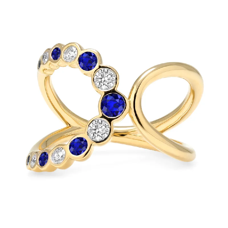personalized engraved signet ring Bubbly Elegance Sapphire and Diamond Ring
