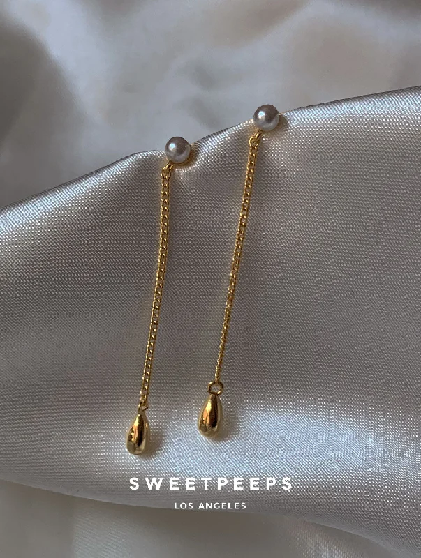 delicate heart stud earrings Cecilia Pearl Drop Studs