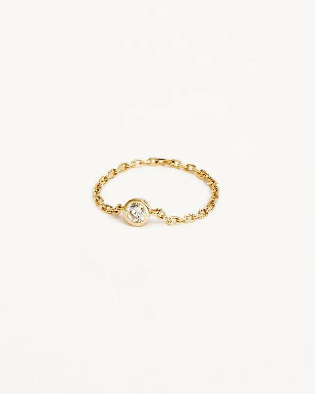 9k Solid Gold Celestial Lab-Grown Diamond Chain Ring