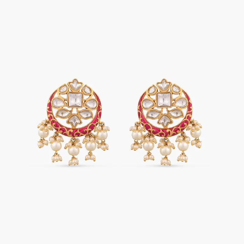 white gold necklace simple Chandni Enamel Silver Earrings