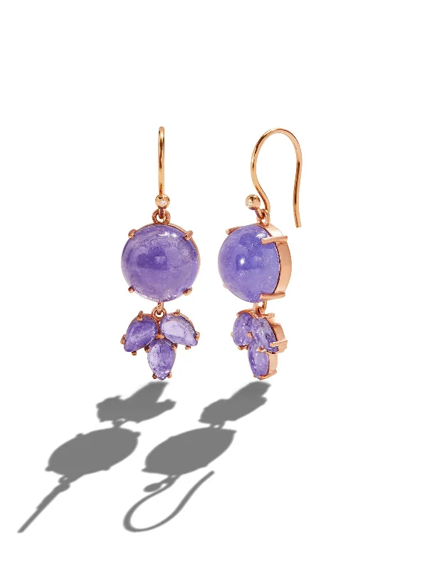 modern infinity signet ring Classic Dew Drop Tanzanite Yellow Gold Earrings