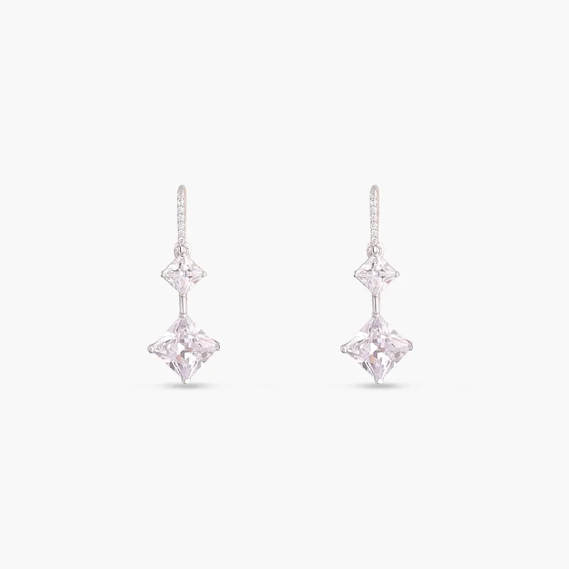 gold moonstone cocktail ring Classic Princess cut CZ Drop Earrings